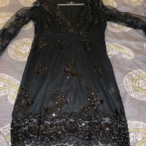 Sequin Print Mesh Bodycon Dress